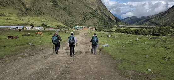 Hiking toward Soraypampa Campsite during the Salkantay Lodge-Based Trek