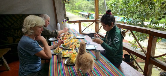 Chef-prepared lunch near Hidroelectrica during the Salkantay Trek to Machu Picchu